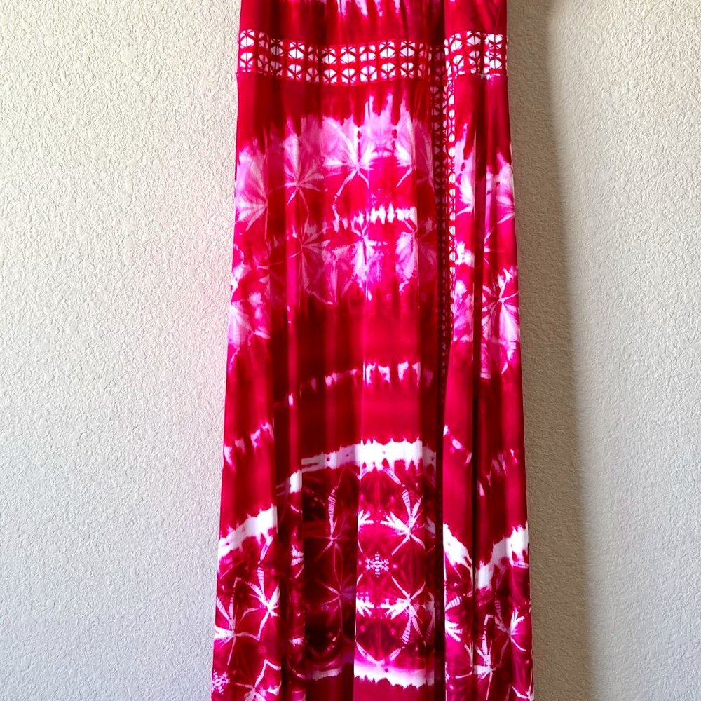 INC International Concepts Maxi Dress, PM, Tie Dye Pink and White